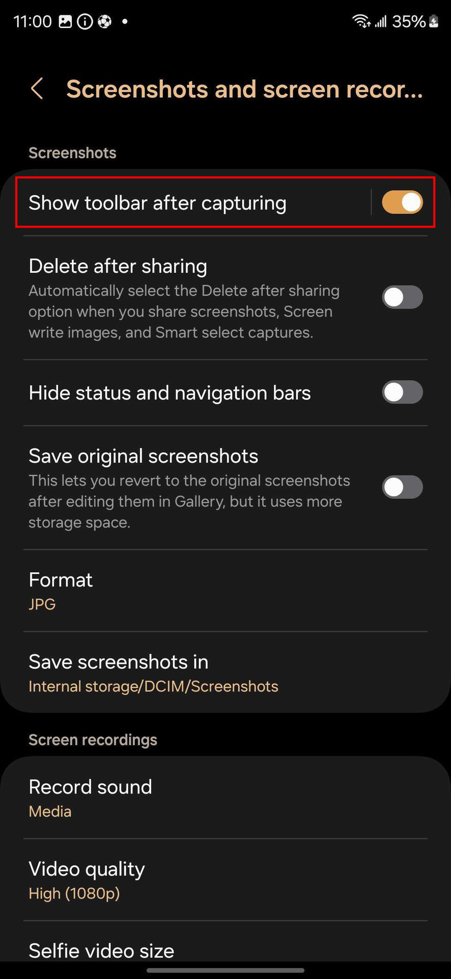 How to enable screenshot toolbar on Samsung Galaxy S24 (3)