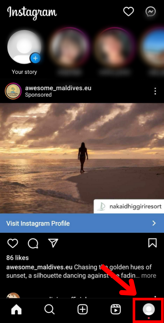 Instagram homepage