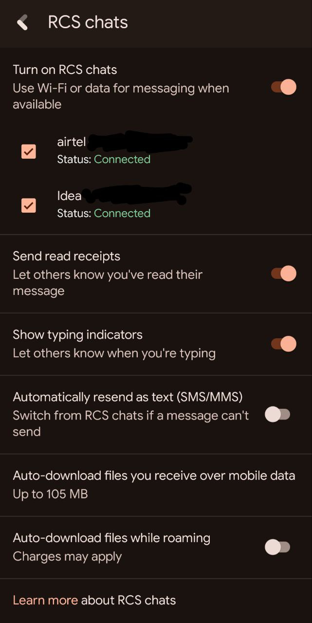 RCS chat dual SIM