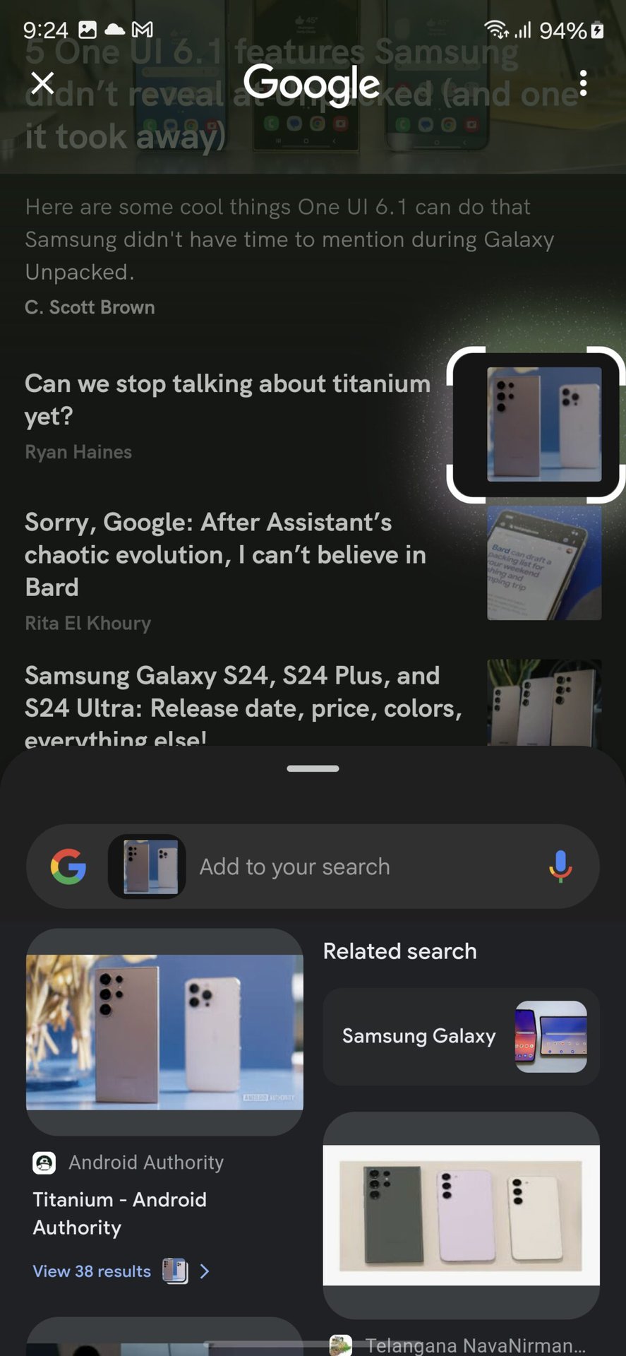 Samsung Galaxy S24 Ultra on One UI 6.1 Circle to Search (1)