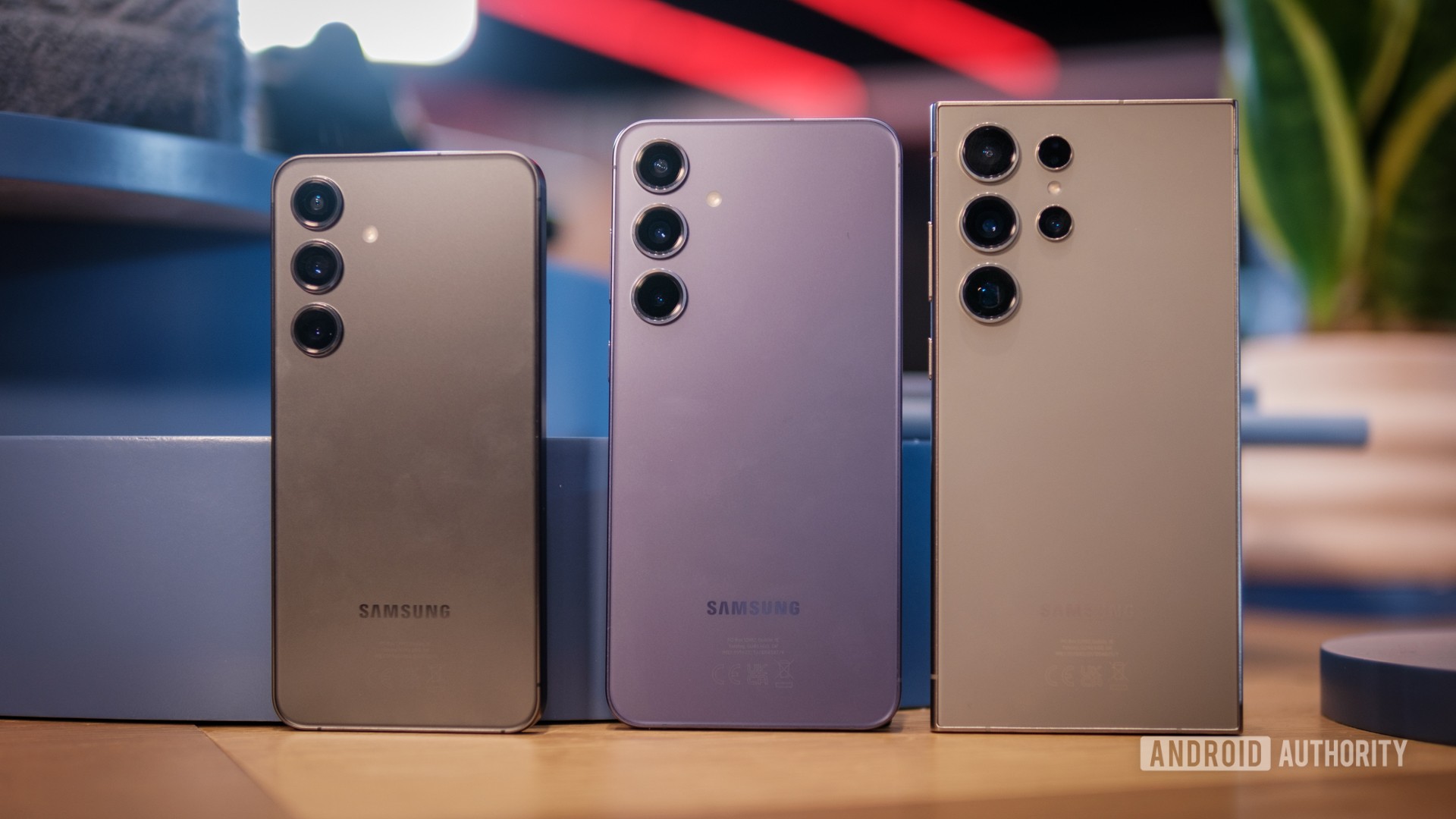Samsung Galaxy S24 series backs standing