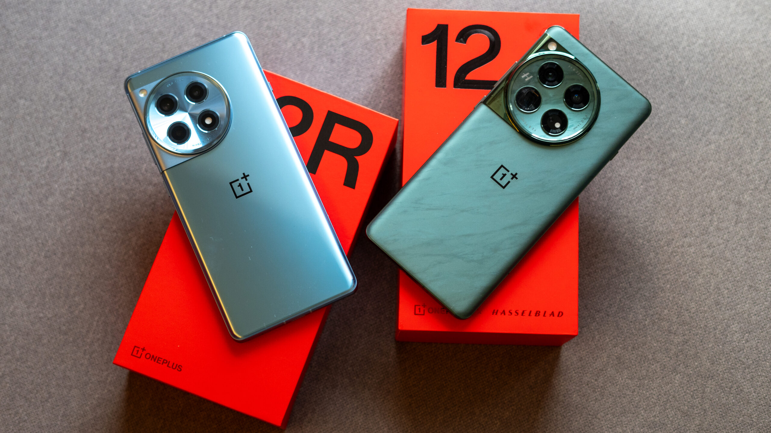 Top down view of OnePlus 12 and OnePlus 12R