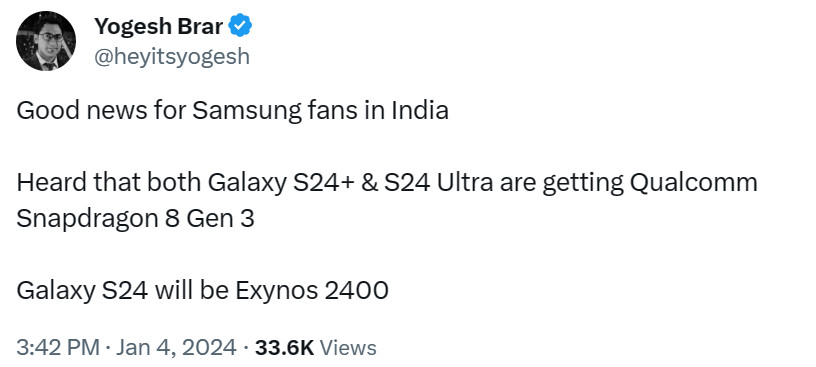 Yogesh Brar Galaxy S24 Plus Snapdragon India