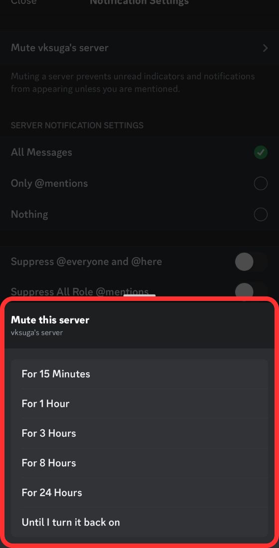 discord mobile mute server