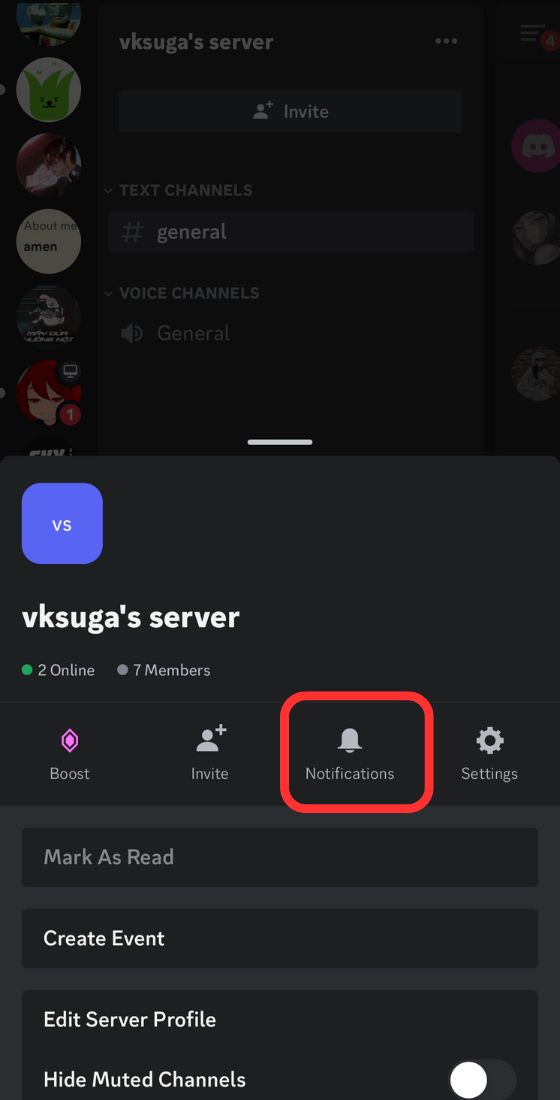 discord mobile server notifications