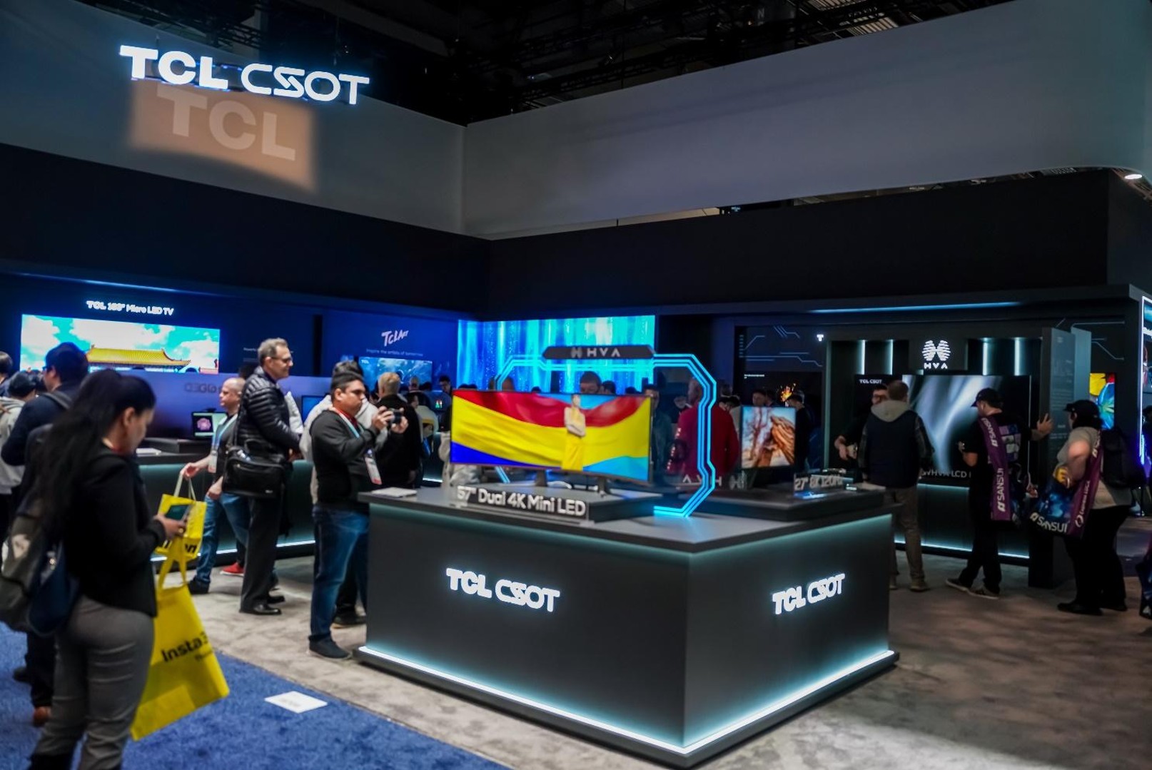 tcl csot booth showing ultrawide gaming display