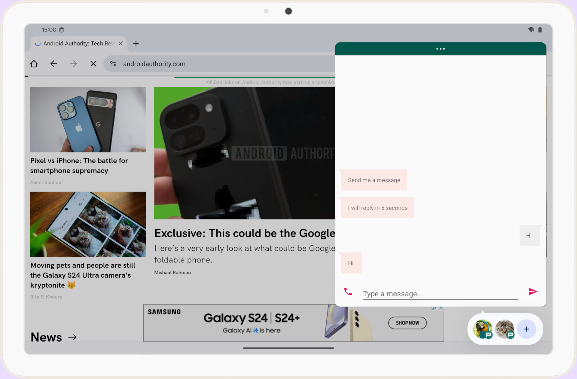 Android 14 QPR3 Beta 1 bubble bar 2