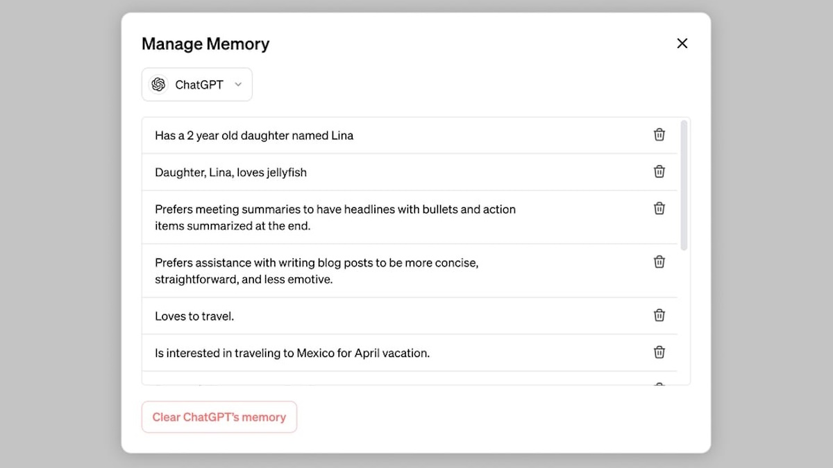 ChatGPT memory feature