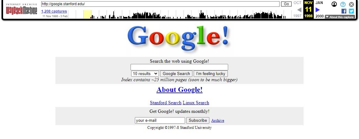 Early Google Stanford website