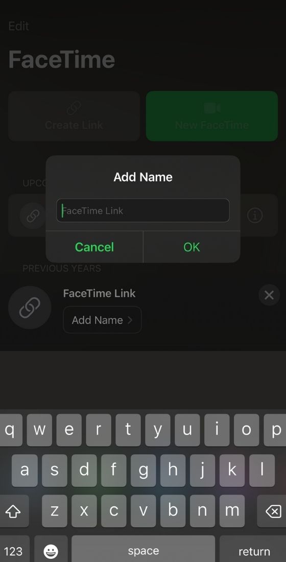 FaceTime add name to link 2