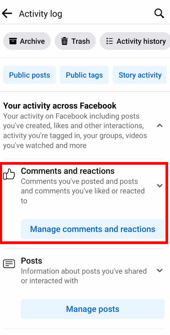 Facebook Comments and reactions