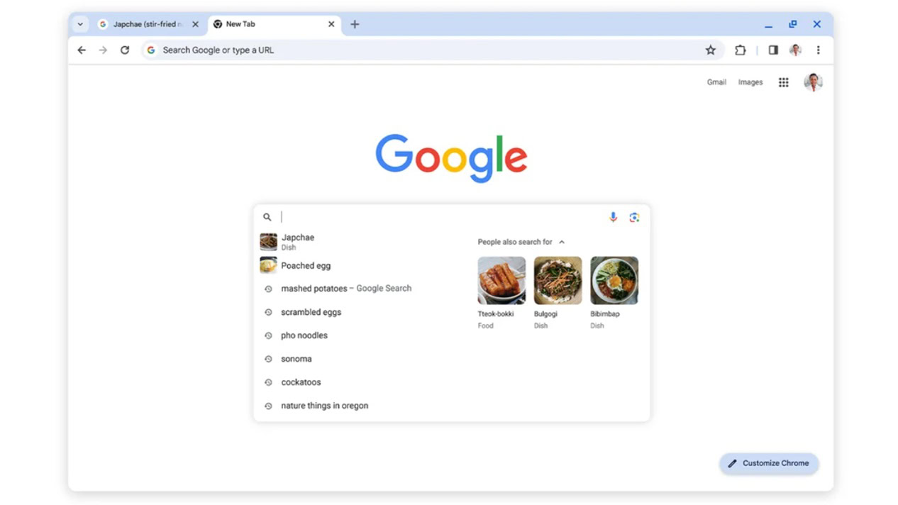 Google Chrome search suggestions 1