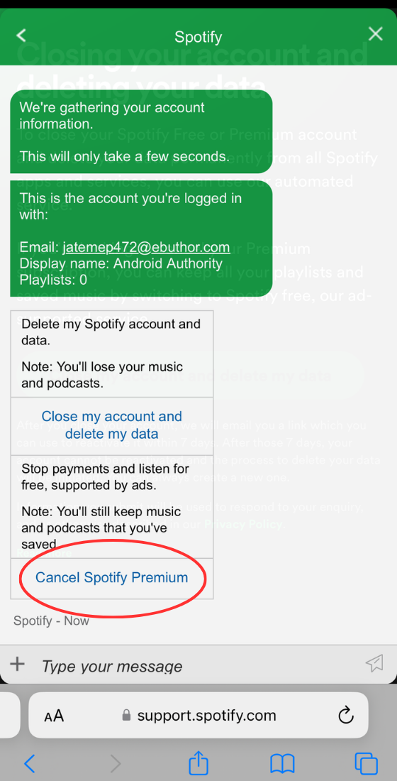 Choose "Cancel Spotify Premium"