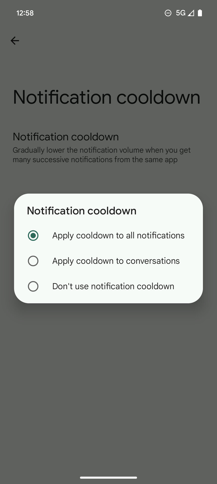 Notification cooldown card