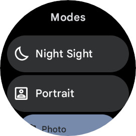 Pixel Watch camera app photo modes