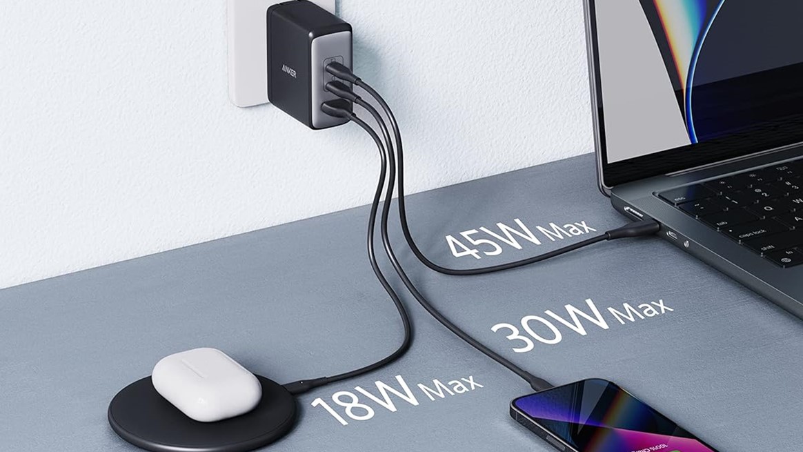 Anker 100W GaN II 3 Port Fast Compact Wall Charger Promo Image