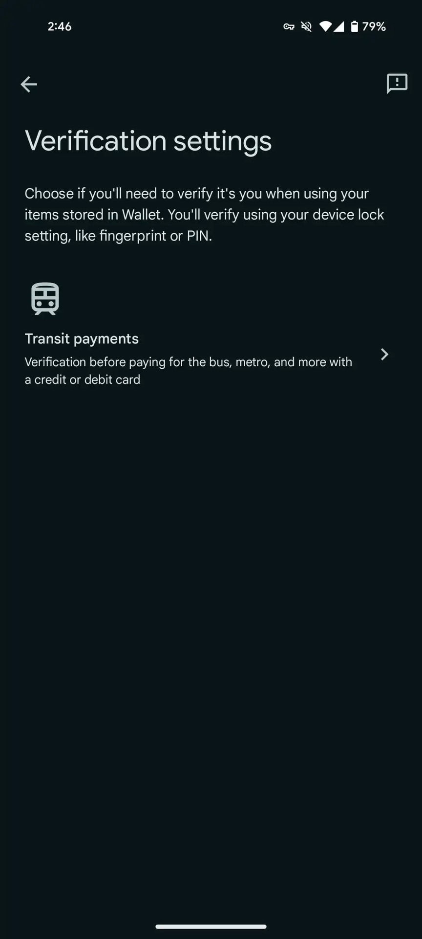 Google Wallet Verification settings 2