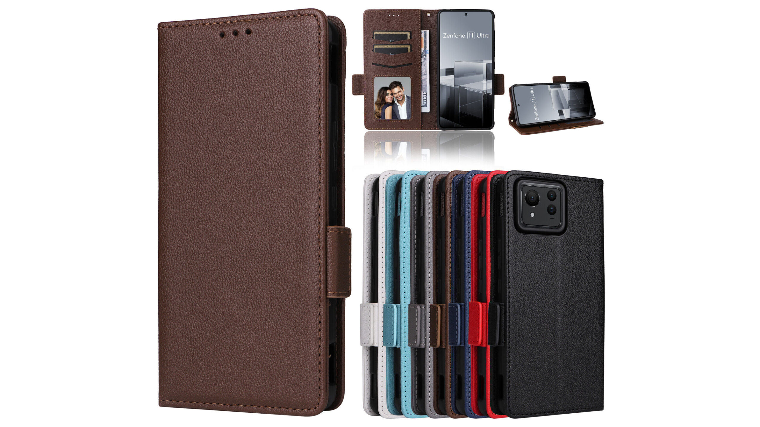 Luxury Classic PU Leather Wallet Cover for ASUS Zenfone 11 Ultra
