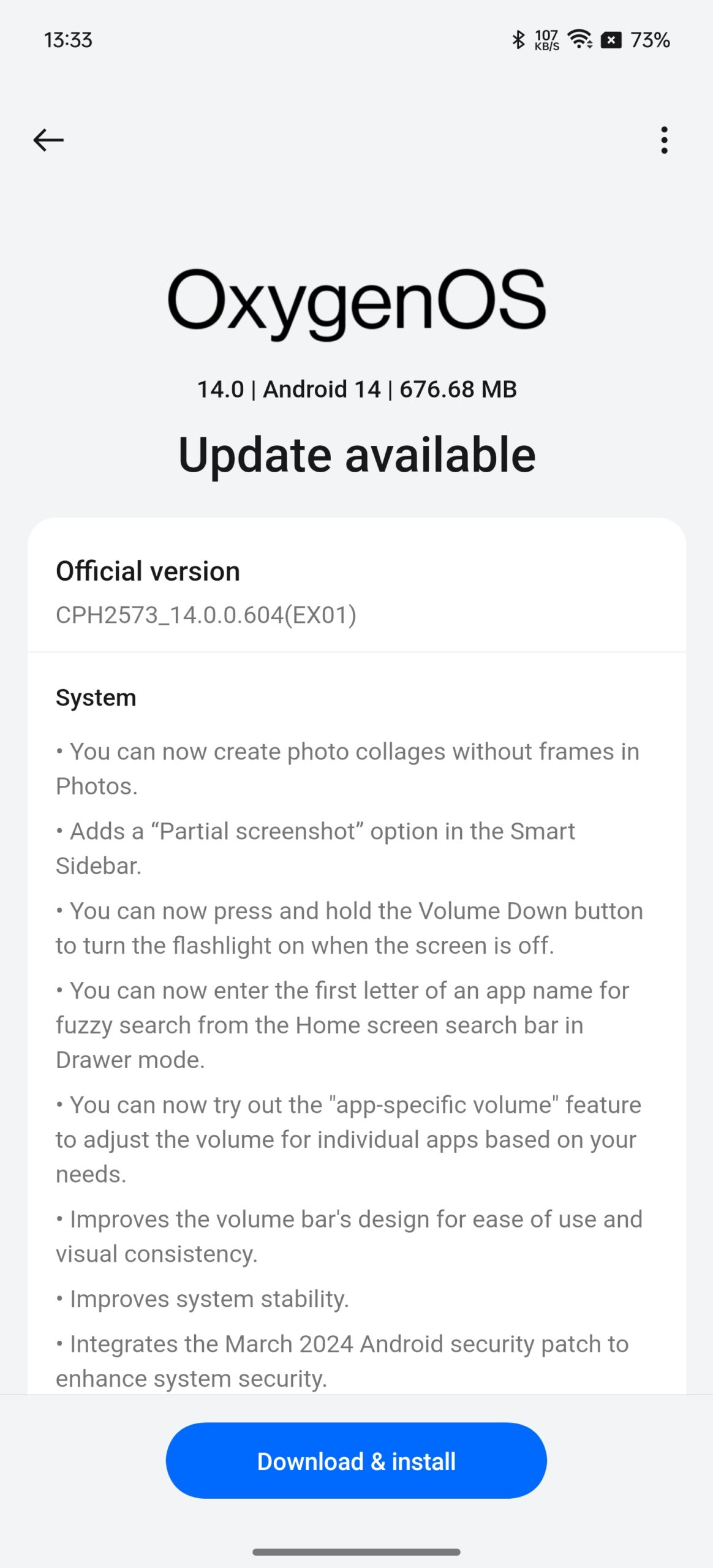 Atualização do OnePlus 12 Oxygen OS 14.0.0.604 (2)