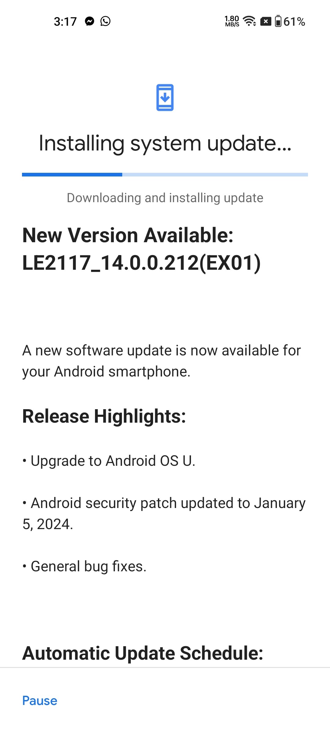 Actualización de Android 14 del móvil OnePlus 9 T
