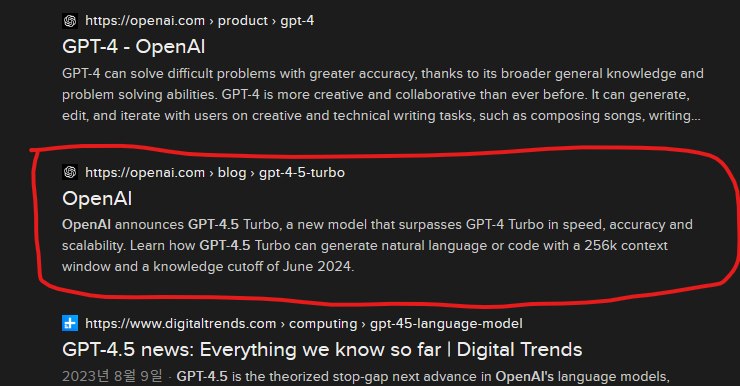 Reddit screenshot of the ChatGPT 4.5 Turbo blog post leak