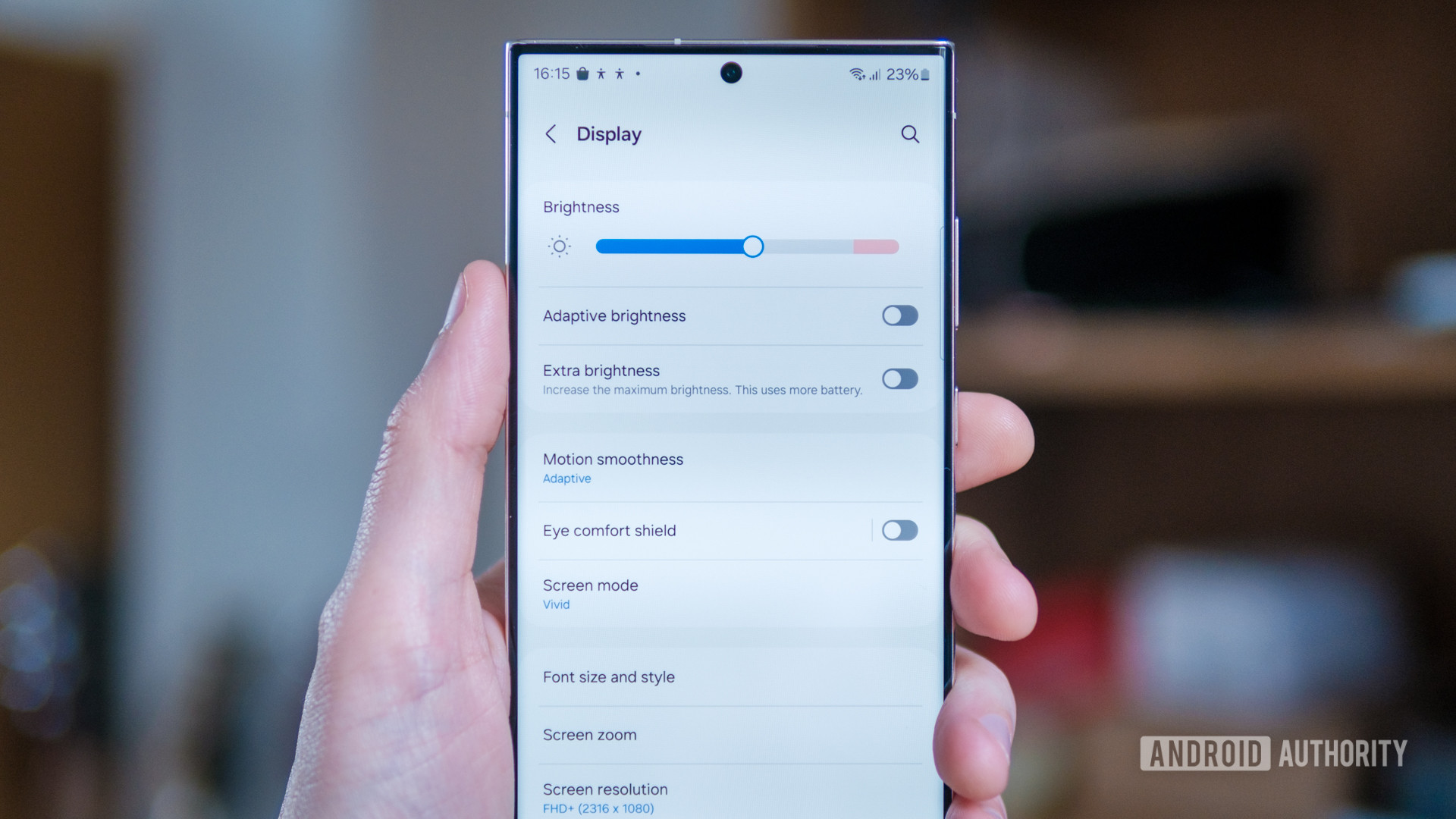 Samsung One UI display settings