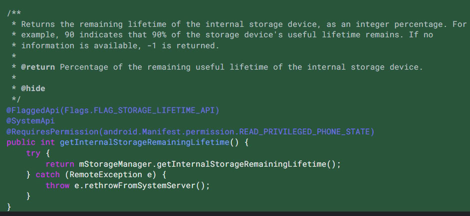 残りのストレージ寿命を取得するための API