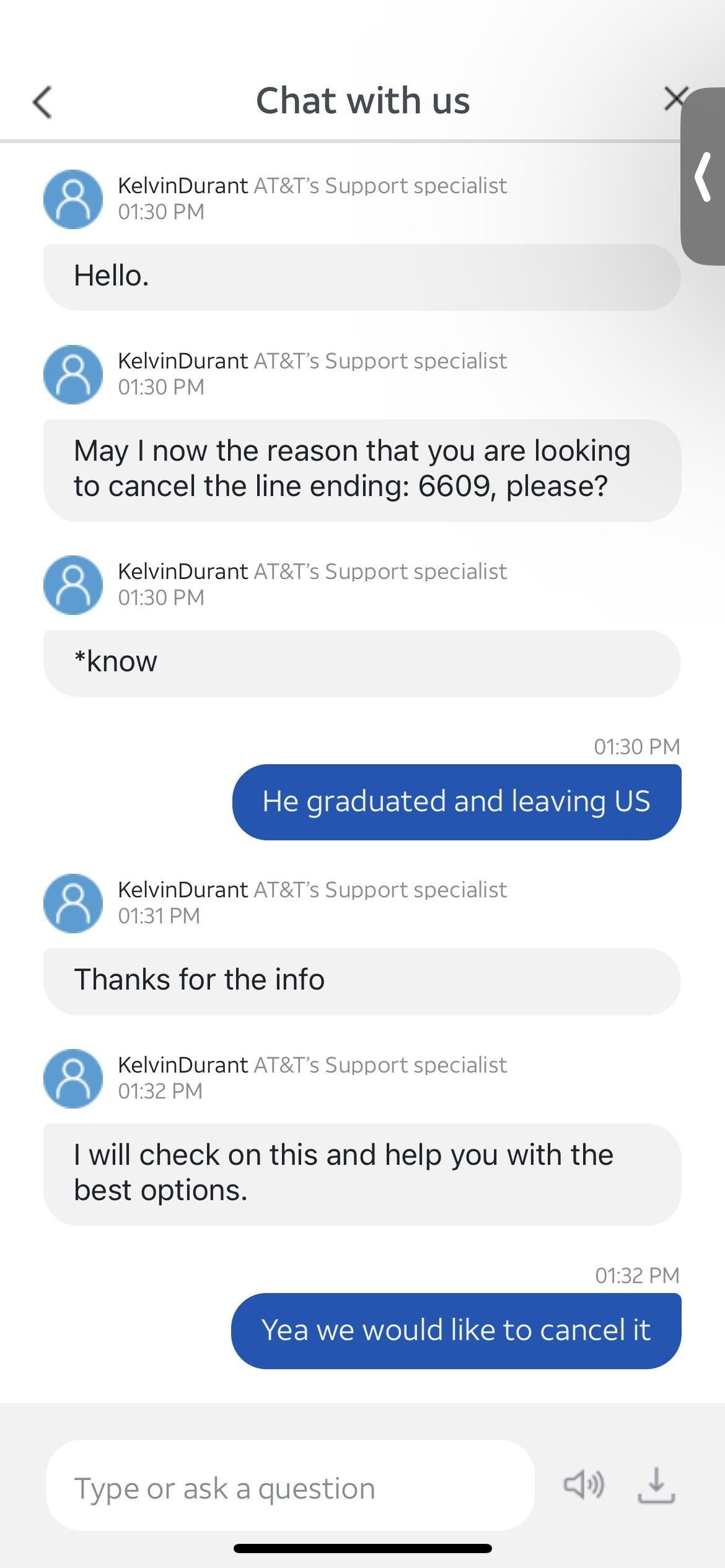 AT&T Customer chat 1