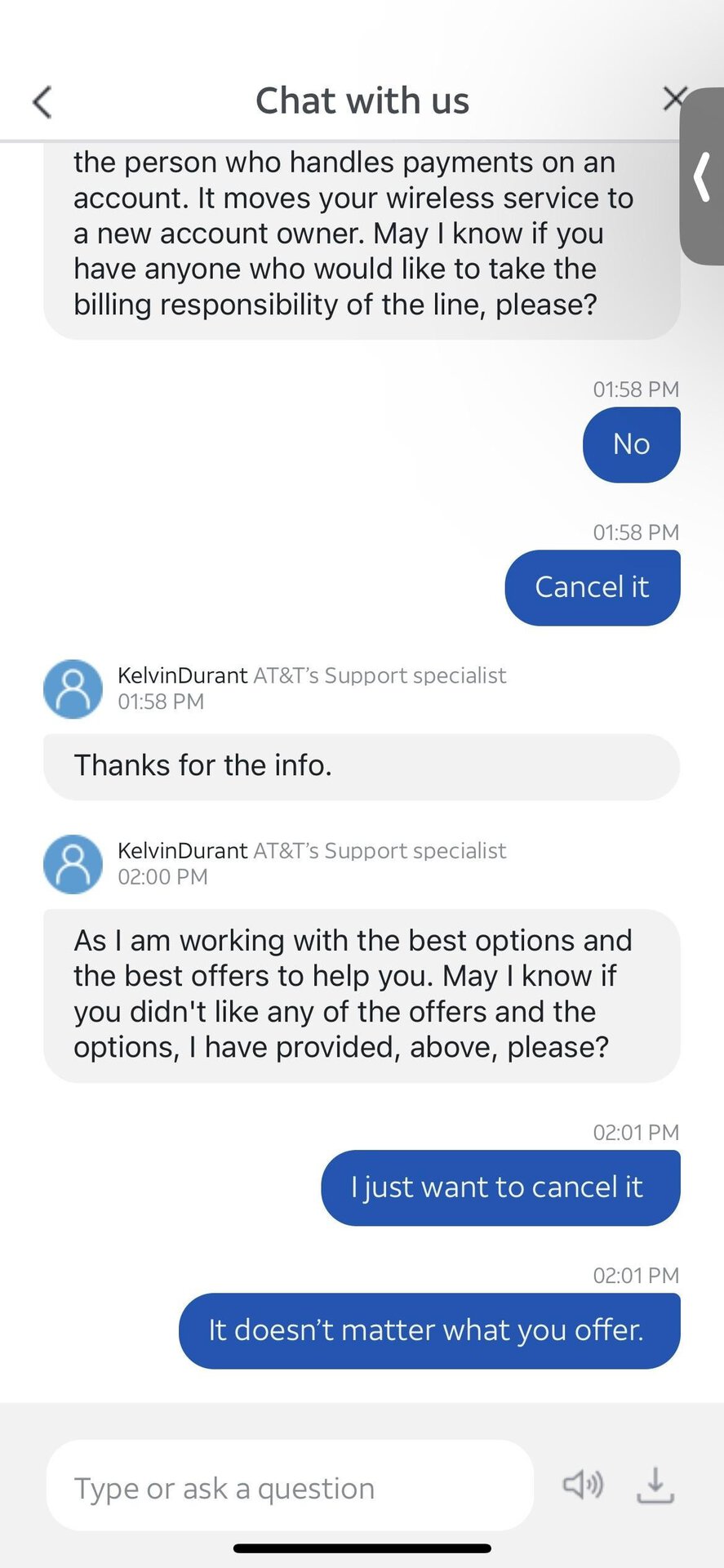 AT&T Customer chat 10