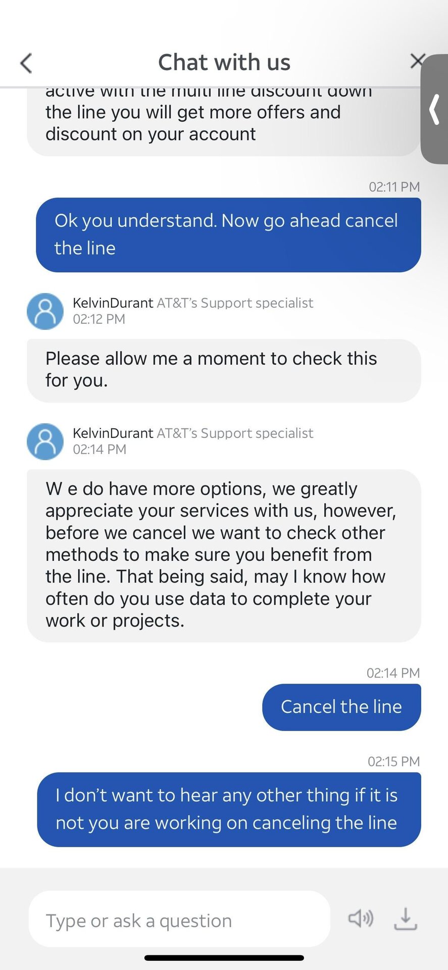 AT&T Customer chat 16