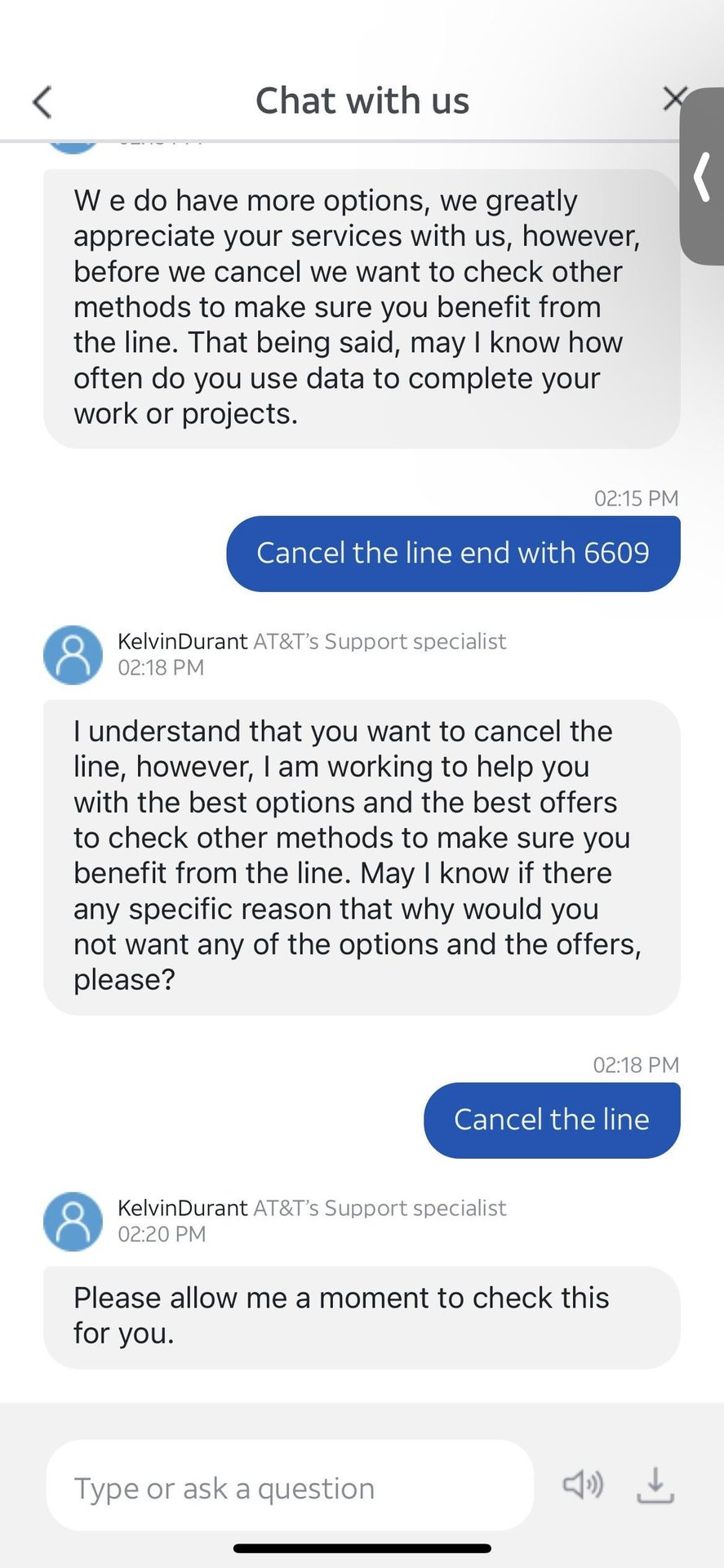 AT&T Customer chat 18