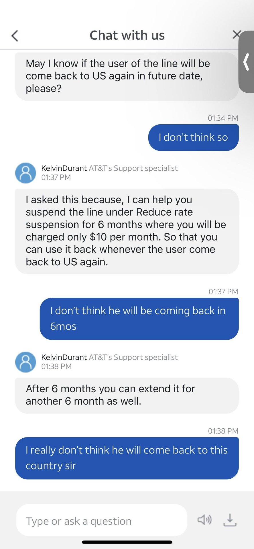 AT&T Customer chat 2