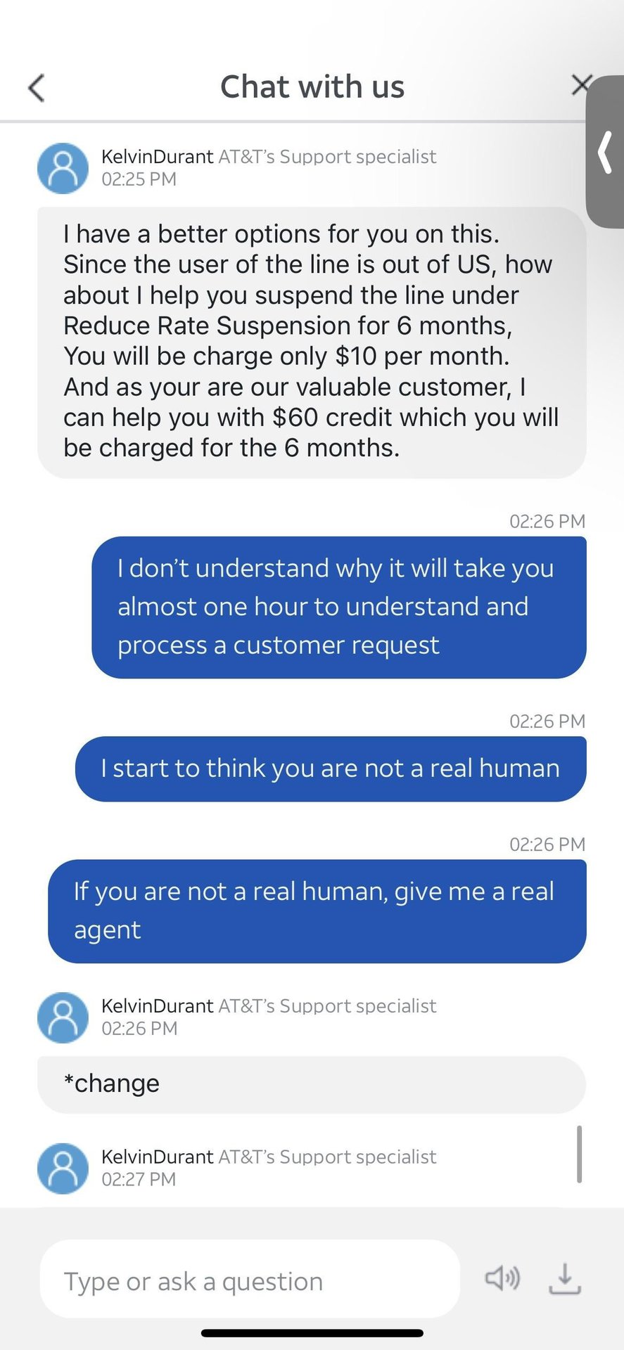 AT&T Customer chat 20
