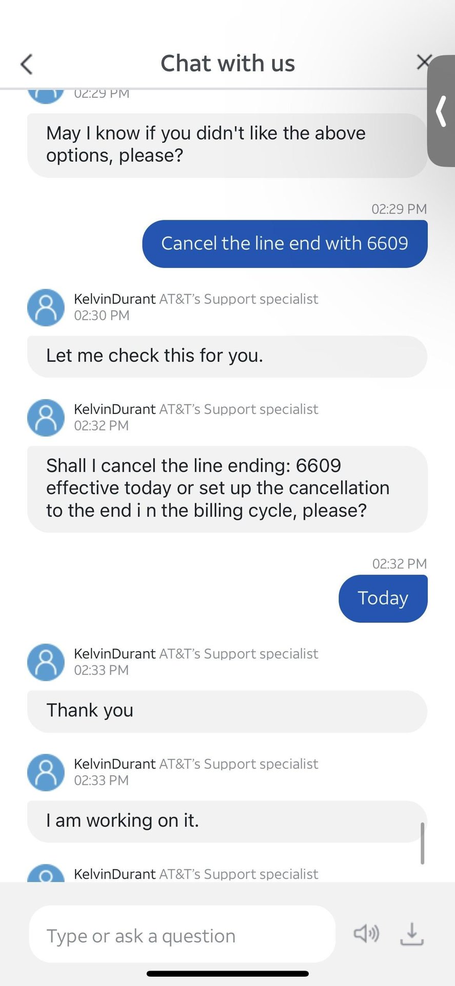 AT&T Customer chat 22