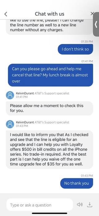AT&T Customer chat 4