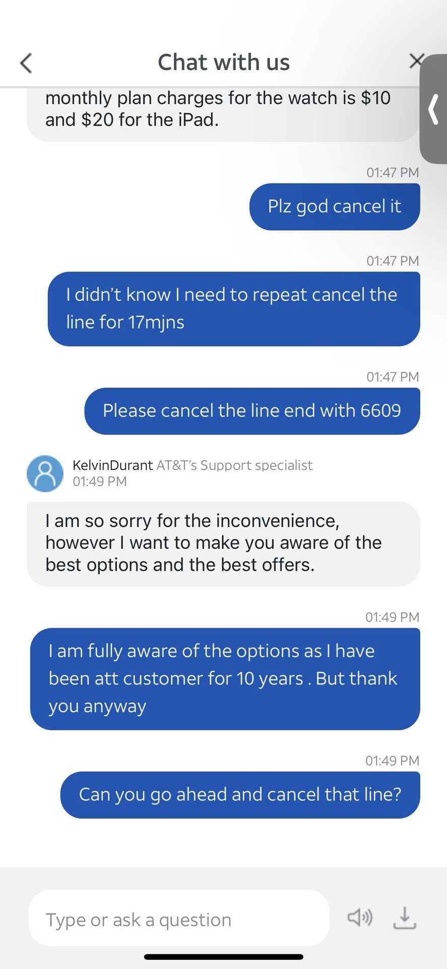 AT&T Customer chat 6