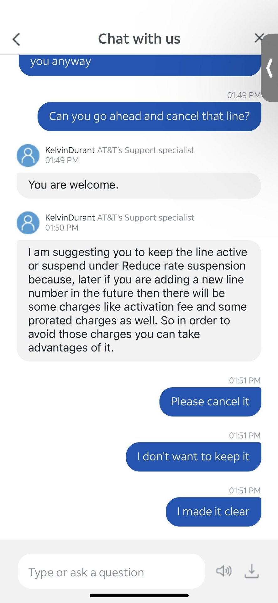 AT&T Customer chat 7
