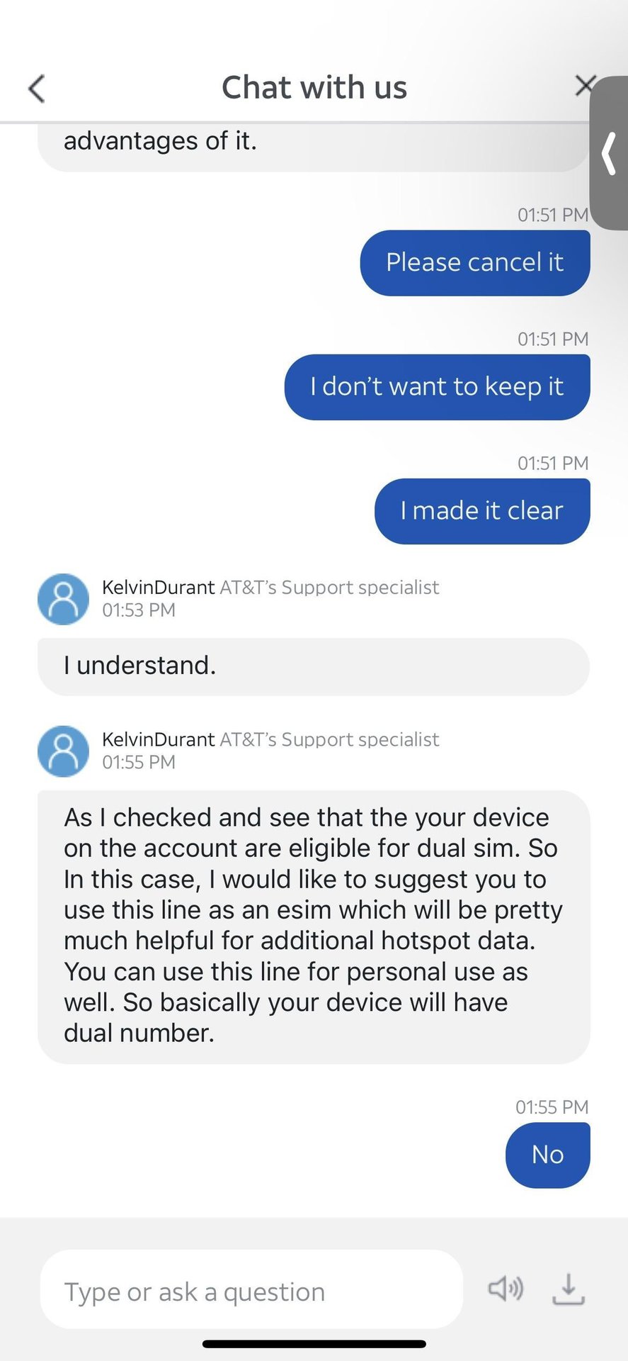 AT&T Customer chat 8