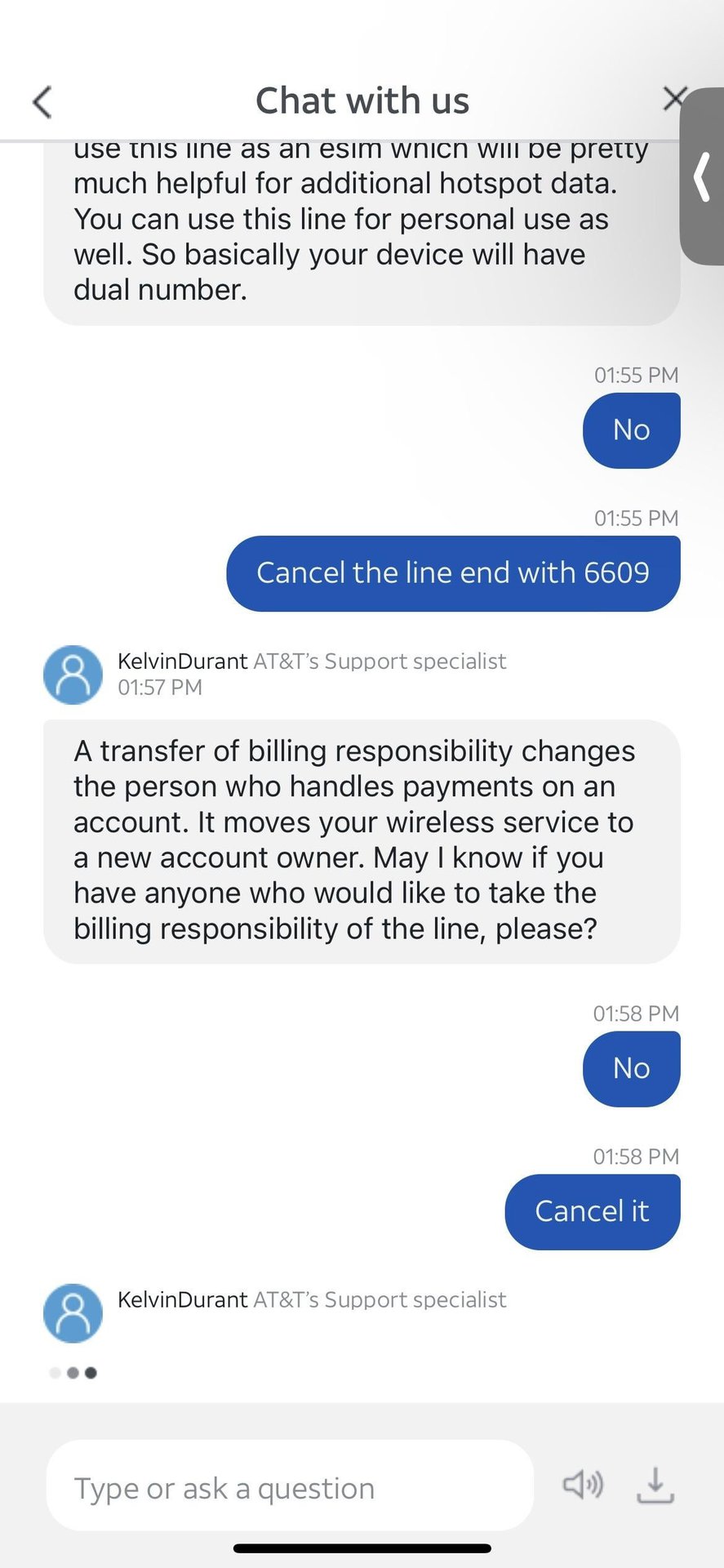 AT&T Customer chat 9