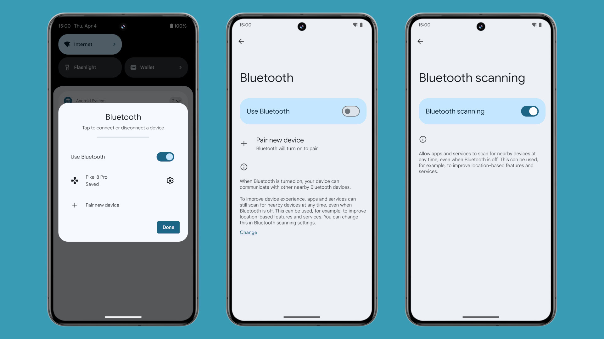 Configuración de Bluetooth de Android 15