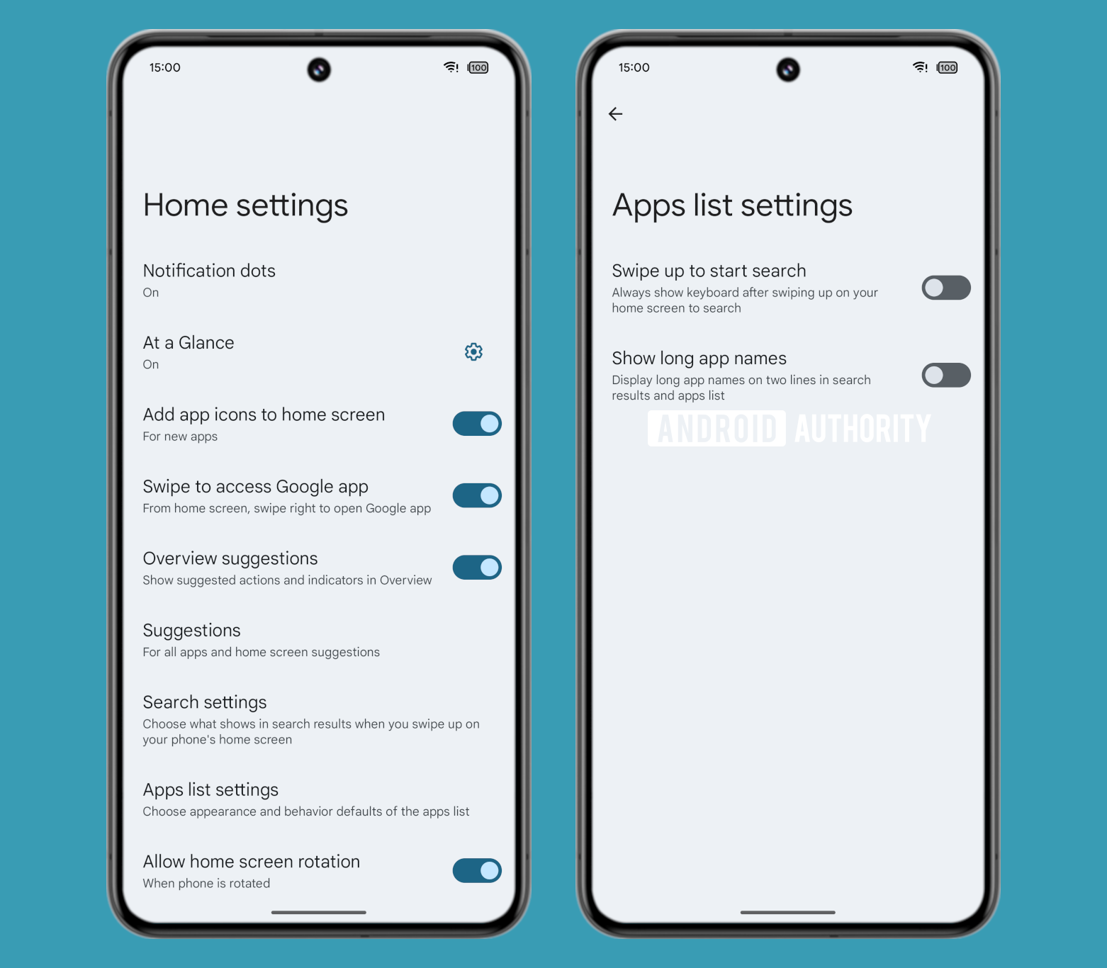 Configuración de la lista de aplicaciones de Android 15 Pixel Launcher