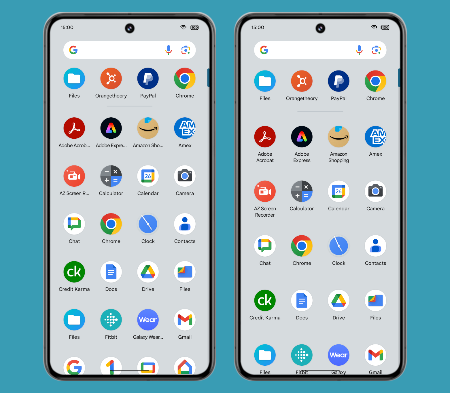 Nombres largos de aplicaciones de Android 15 Pixel Launcher en el cajón