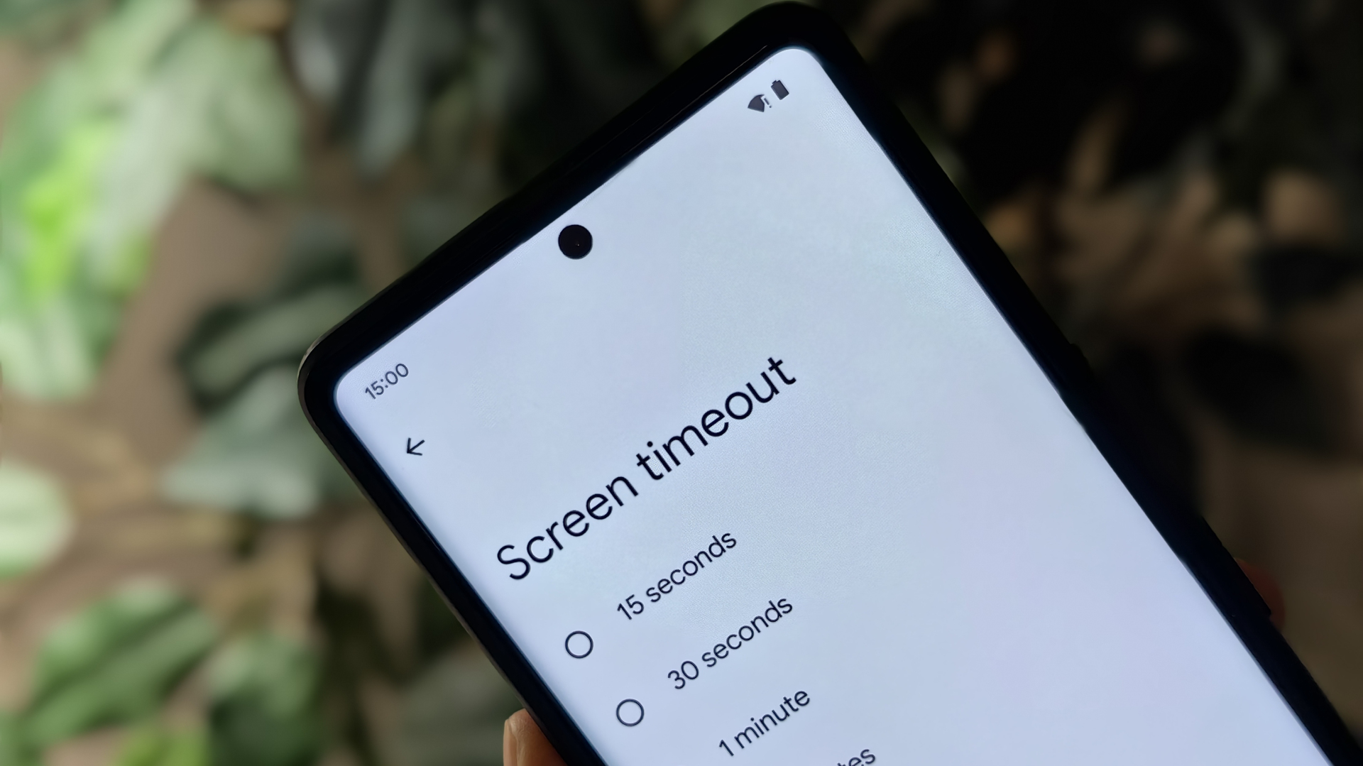 Android screen timeout settings