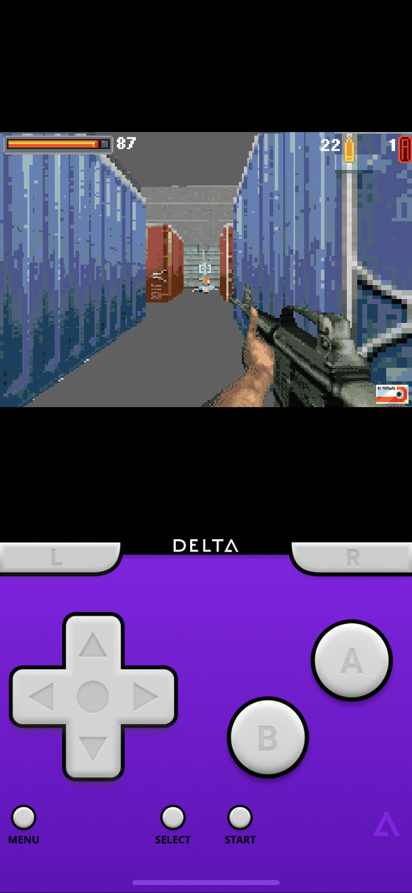 A screenshot of the Delta emulator running Ecks vs Sever.