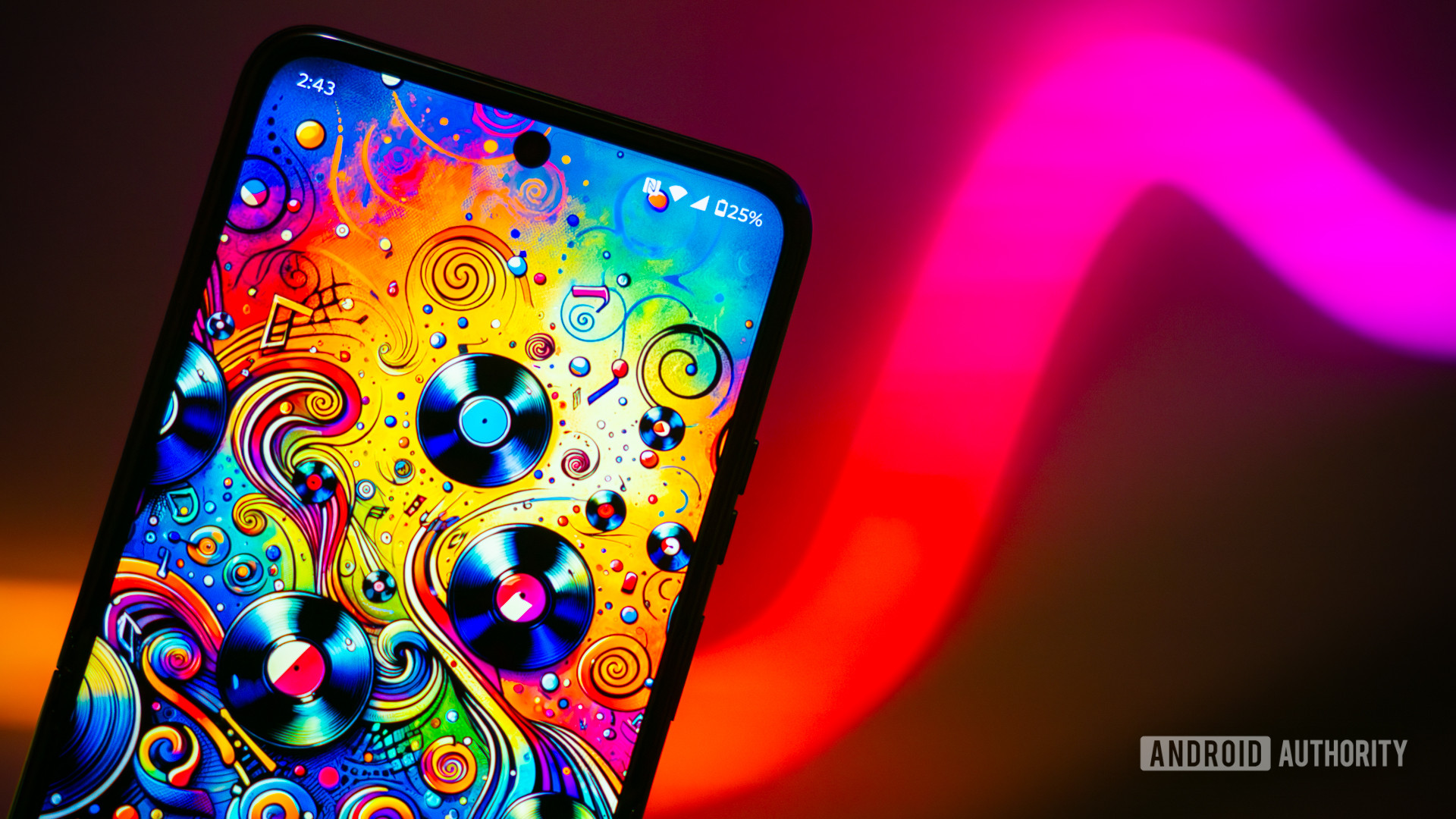 Funky wallpaper on a smartphone