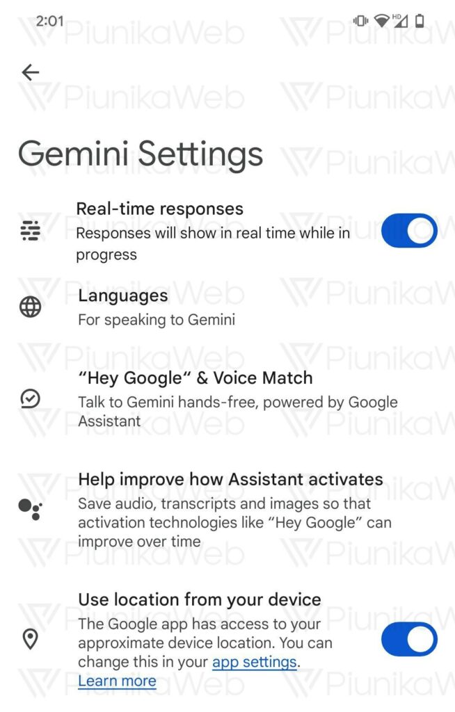 Google Gemini real time responses PiunikaWeb