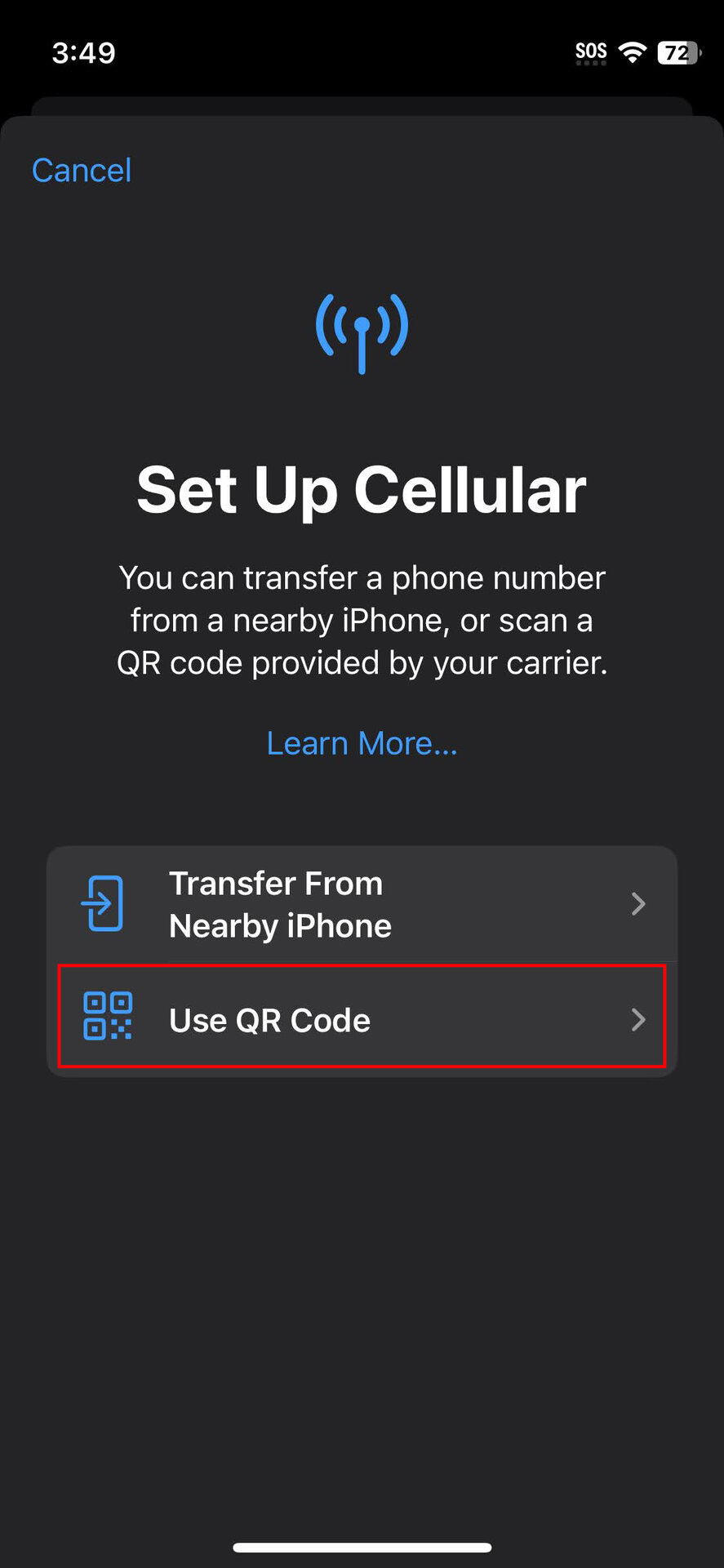 How to activate an iPhone eSIM using a QR code (3)