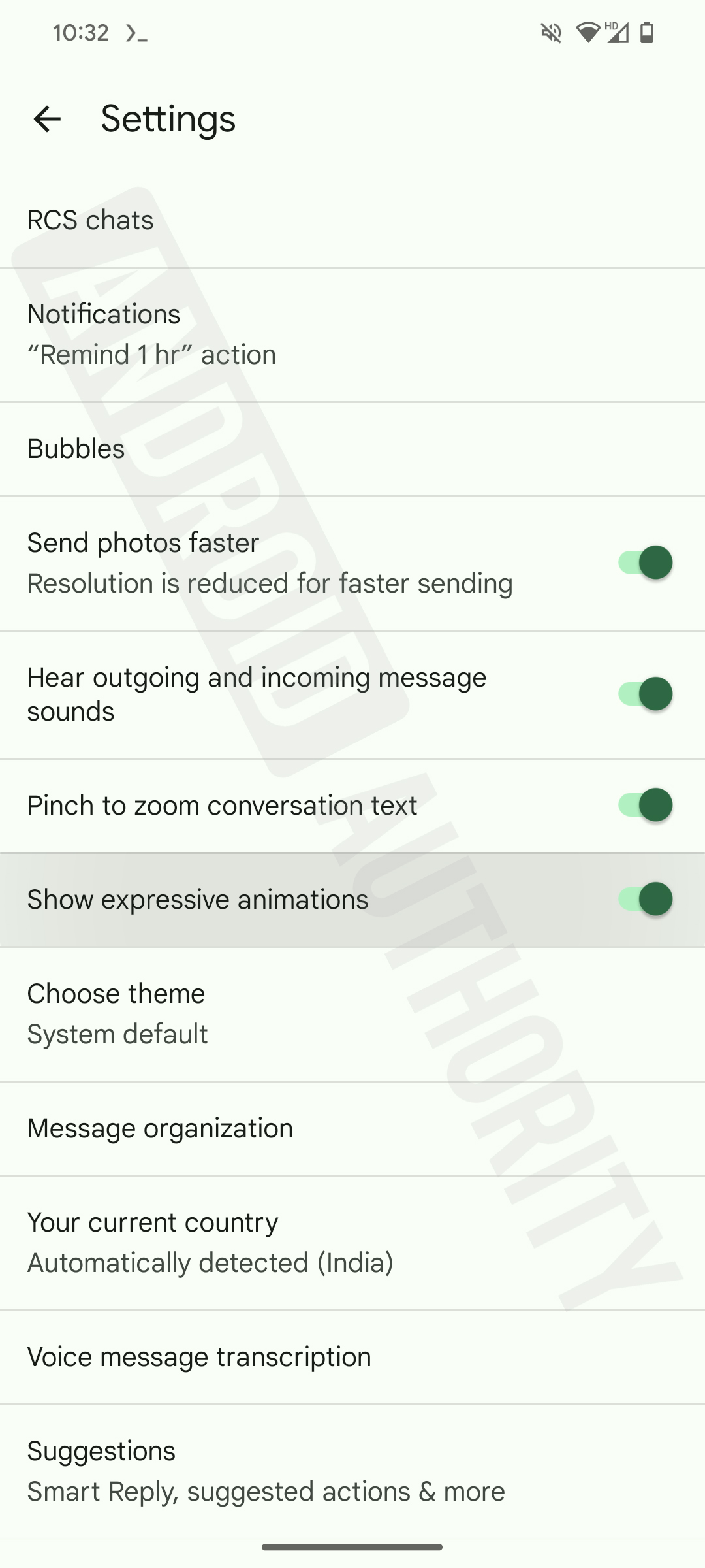 Fuite d'animations expressives Toggle Google Messages
