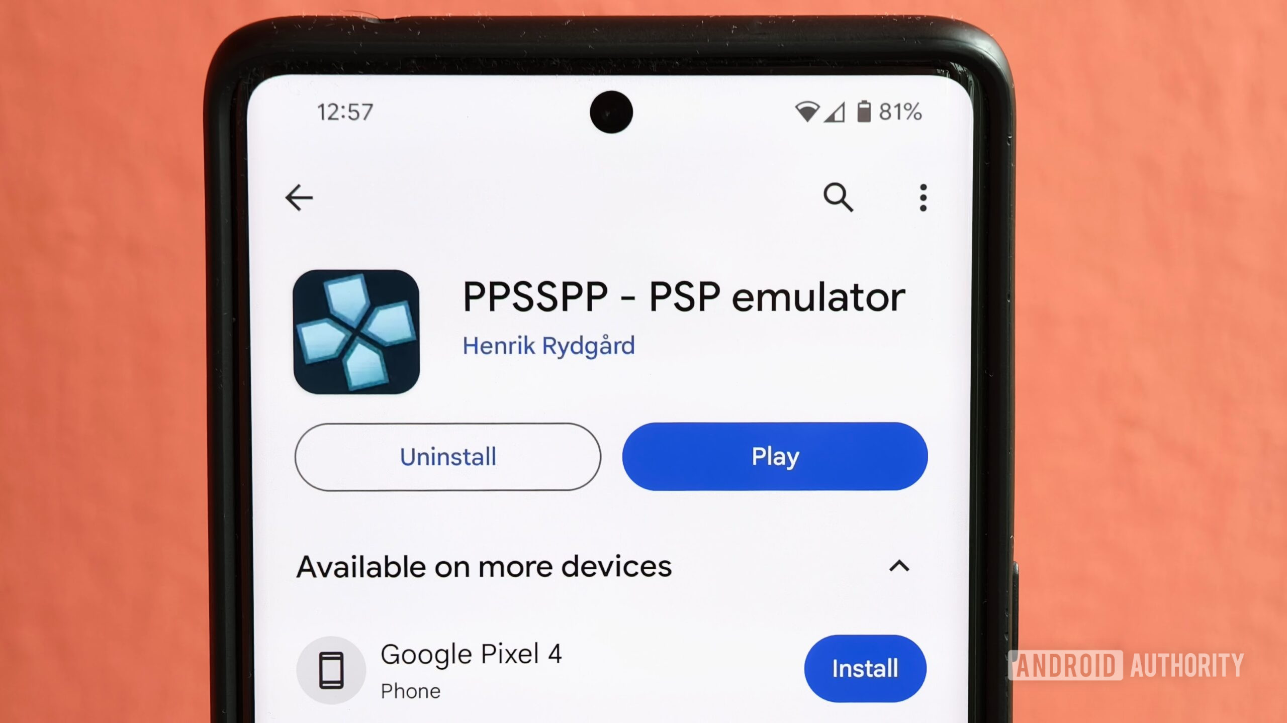 The PPSSPP PSP emulator on the Play Store.
