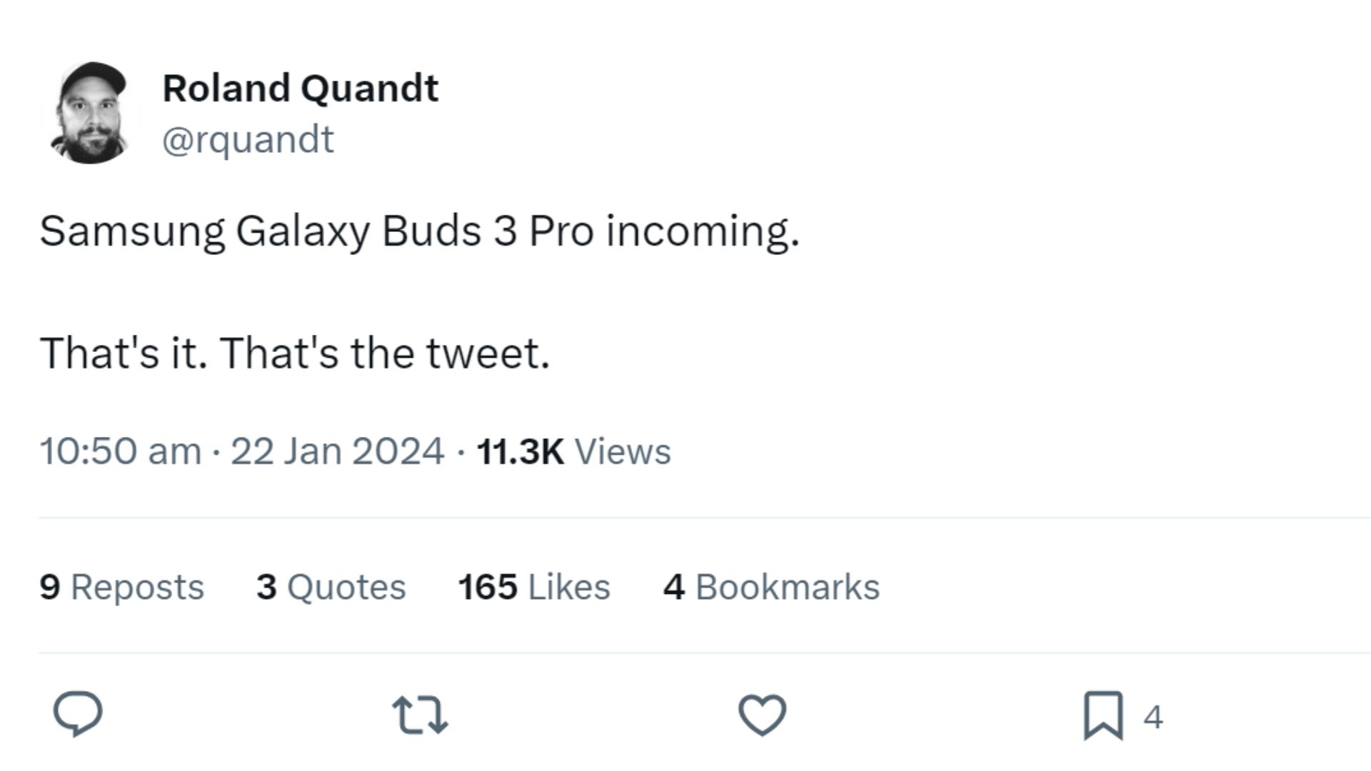 Roland Quandt Samsung Galaxy Buds 3 Pro tweet